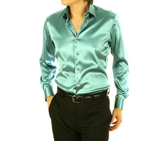 Rrive Men Stretch Pure Color Faux Satin Slim Fit Skinny Long Sleeve Dress Shirt Rrive Men Stretch Pure Color Faux Satin Slim Fit Skinny Long Sleeve Dress Shirt