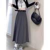 High-end Gray Suit Pleated Skirt Women's Spring and Autumn High Waist a Word Medium and Long Skirt Small New