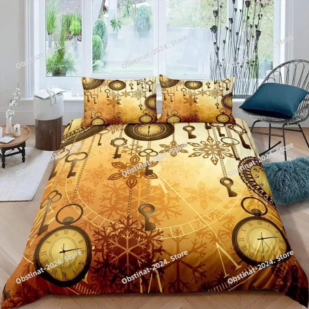 Top Ndustrial Gear Duvet Cover Queen Size Steampunk Style Locks Comforter Cover Boys Men Mechanical Device Polyester Bedding Set