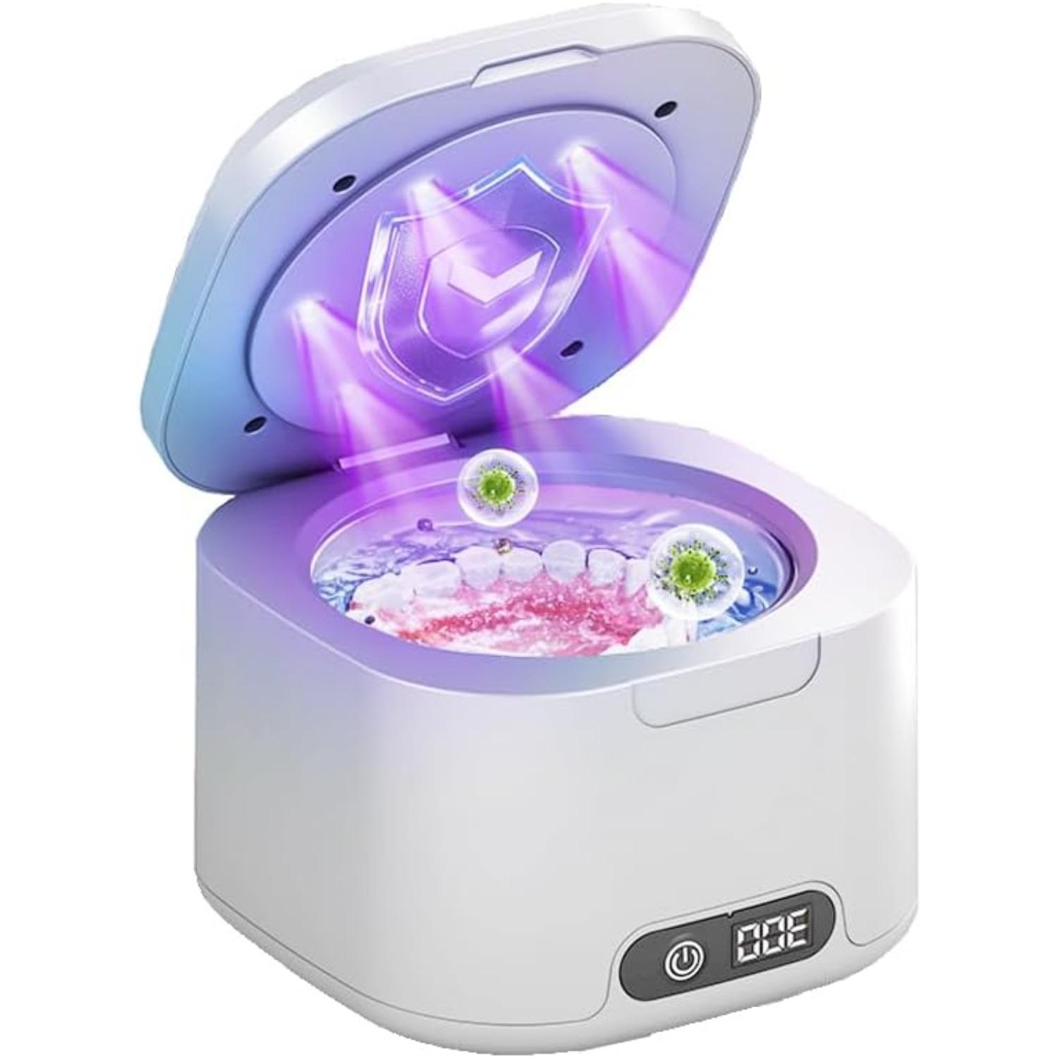 Ultrasonic Retainer Cleaner Machine, 49kHz Ultrasonic Dentures Cleaner for Retainer, Mouth Guard, Aligner, Toothbrush Head, 340ML Ultrasonic Cleaning белый