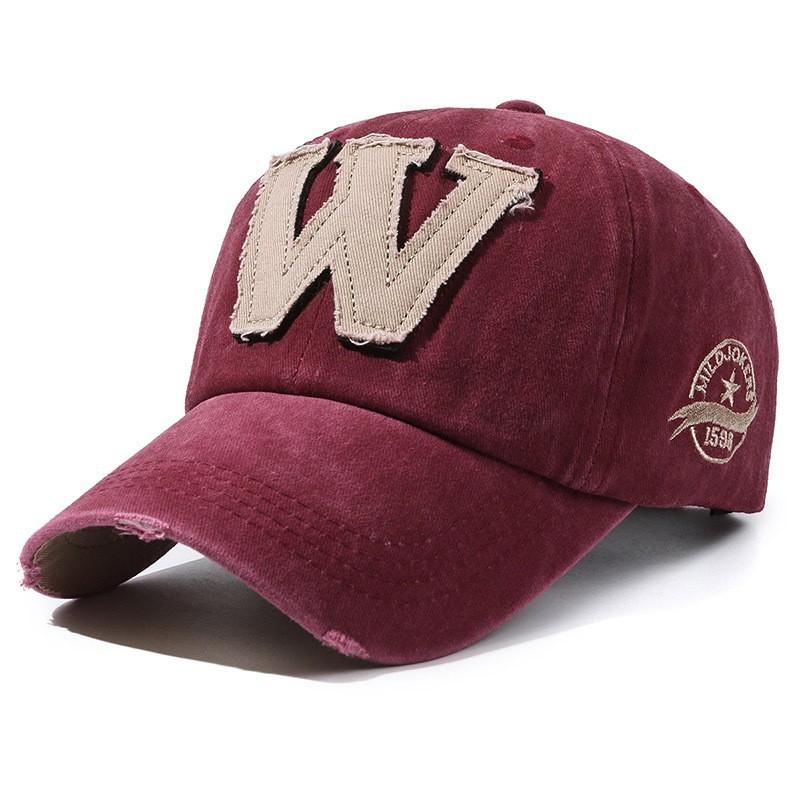 

Baseball Letter W Cap Unisex Denim Outdoor Sun Protection Adjustable Gift Hat красный