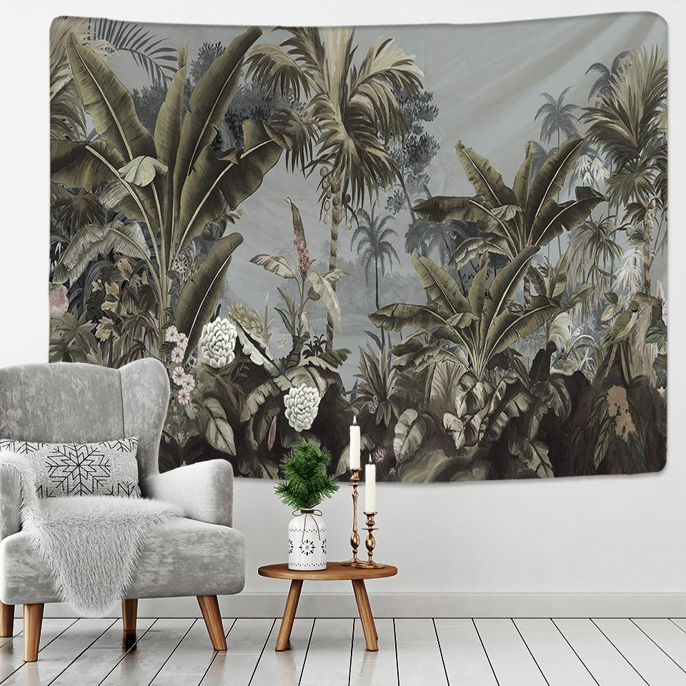Customizable Palm Tree Tapestry Wall Hanging Tropical Leaves Floral Pattern Wall Beach Mat Animal Background Rug Tapestry