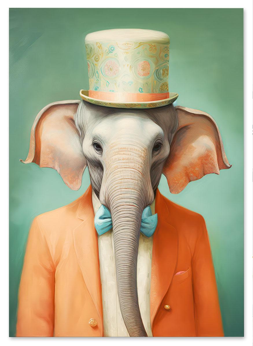 

Плакат слон у капелюсі 30x40 cm