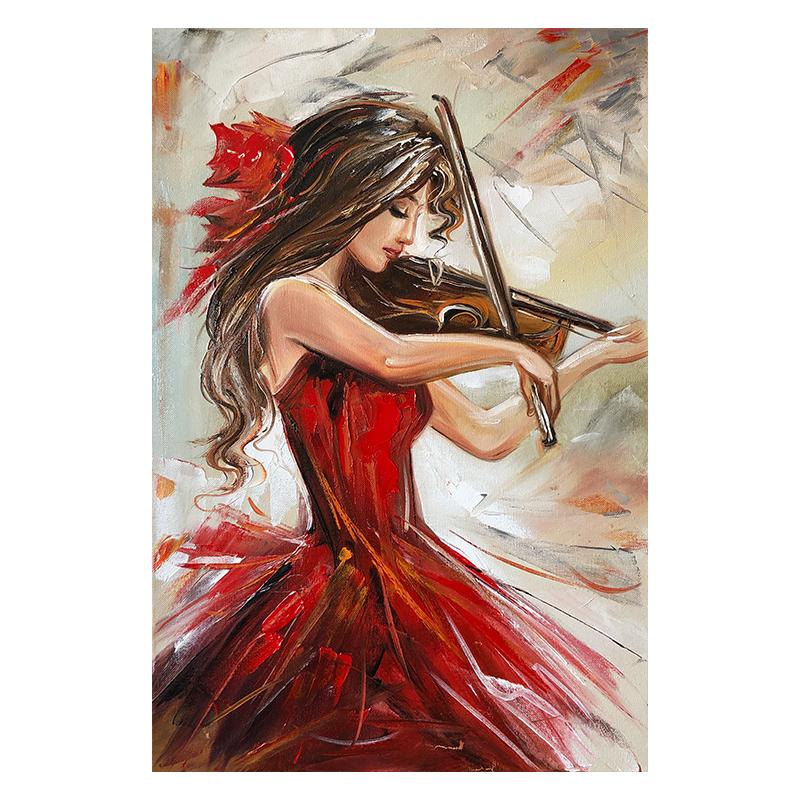 

Девушка-музыкант, музыкальный инструмент, картина маслом, печать на холсте, современный настенный художественный постер, красочные фотографии для комнаты, домашний декор 21x30cm No Framed
