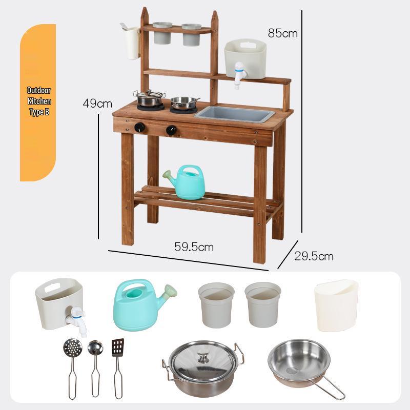 

Детский уличный деревянный игровой набор для кухни с водой для ролевых игр и взаимодействия родителей и детей