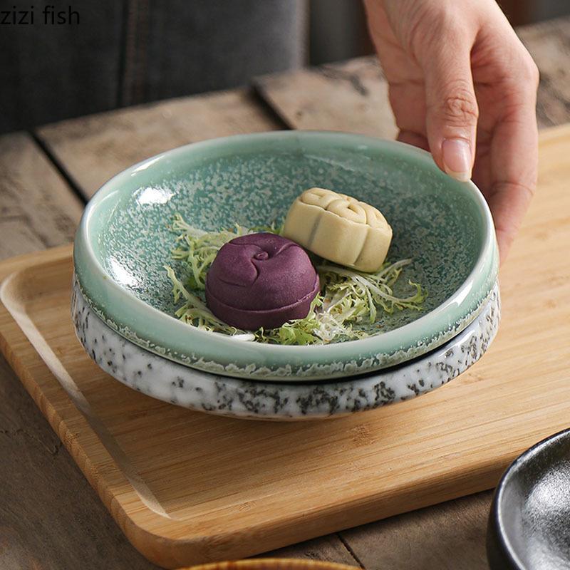 Kiln Changes Vintage Ceramic Deep Plate Restaurant Salad Dish Thick Soup Plate Dessert Dish Molecular Cooking Creative Tableware