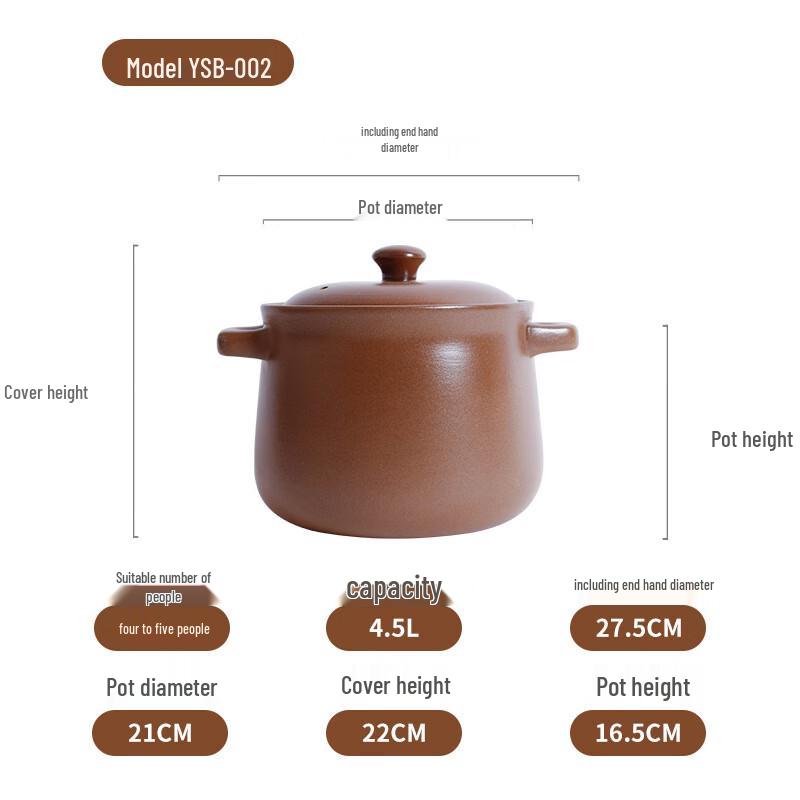 Глиняная кастрюля-запеканка Lilang 4,5 л для газовых плит