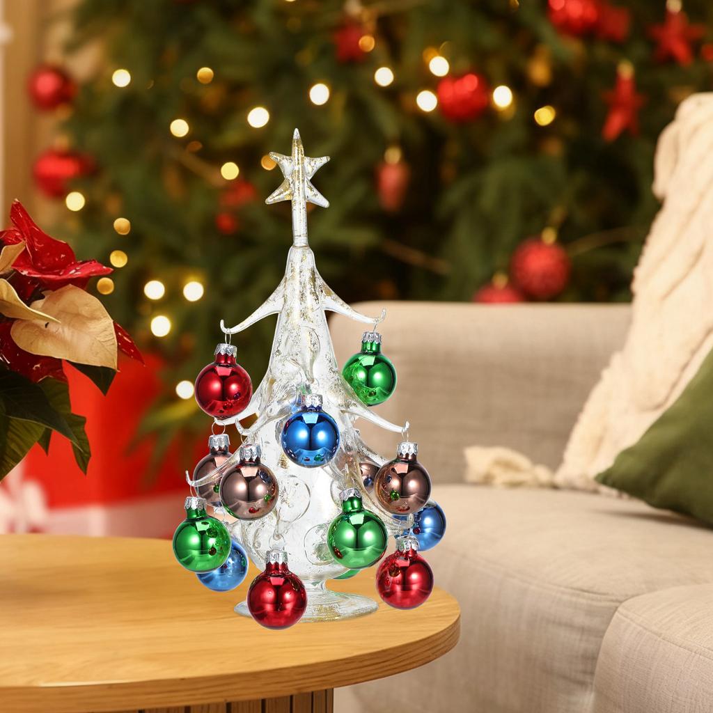 Glass Christmas Tree Desktop Ornament Xmas Holiday Tabletop Decor Party Supplies Festive Decoration Christmas Trees
