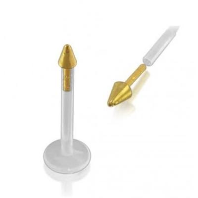 Bio-Plast Labret Lip Piercing Jewel With Cone Shaped Head In 14k Gold