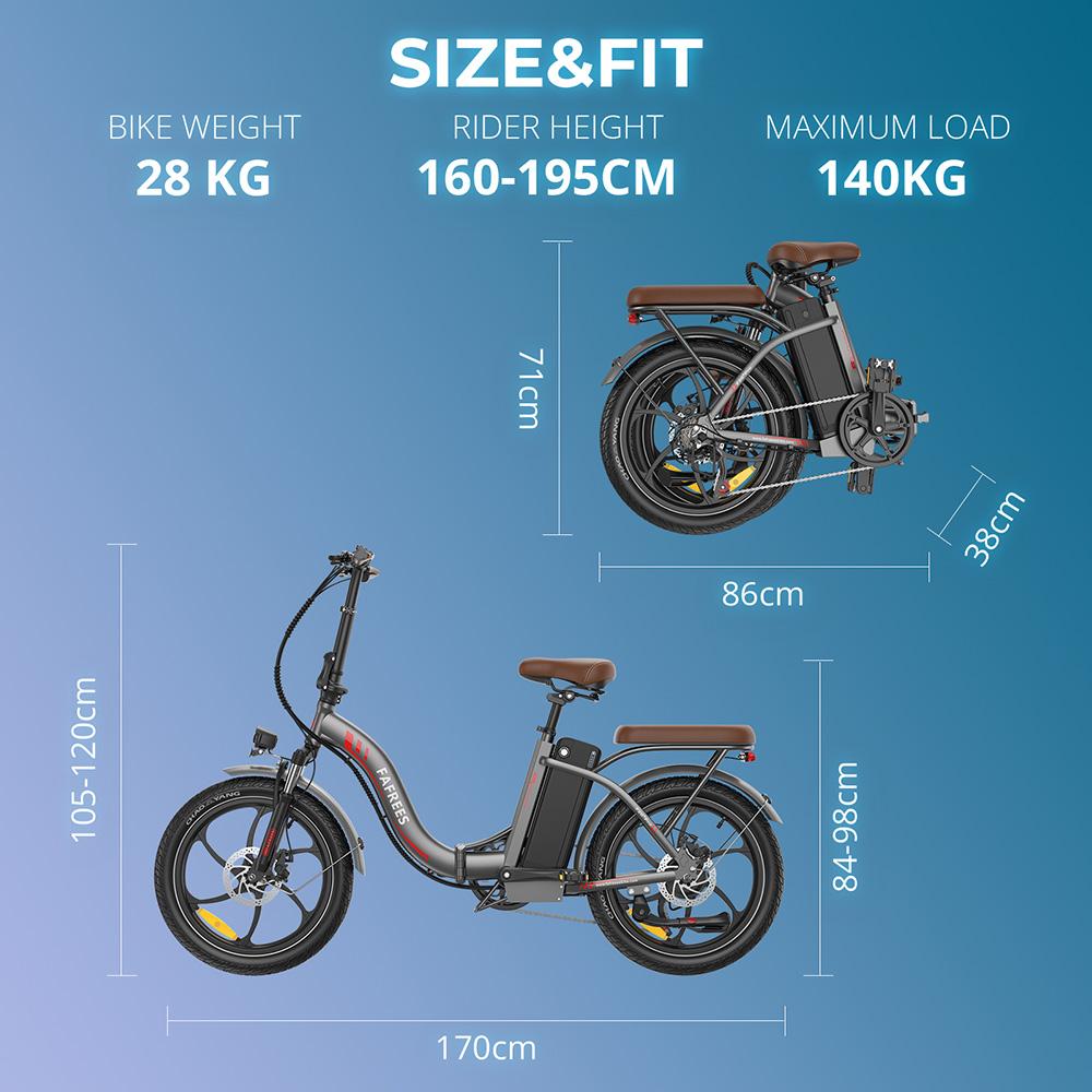 Fafrees F20+ Pro Sammenleggbar Elektrisk Sykkel, 250W Motor, 36V 22.5Ah Batteri, 20*3.0 tommers Dekk, 25km/h Maks Hastighet