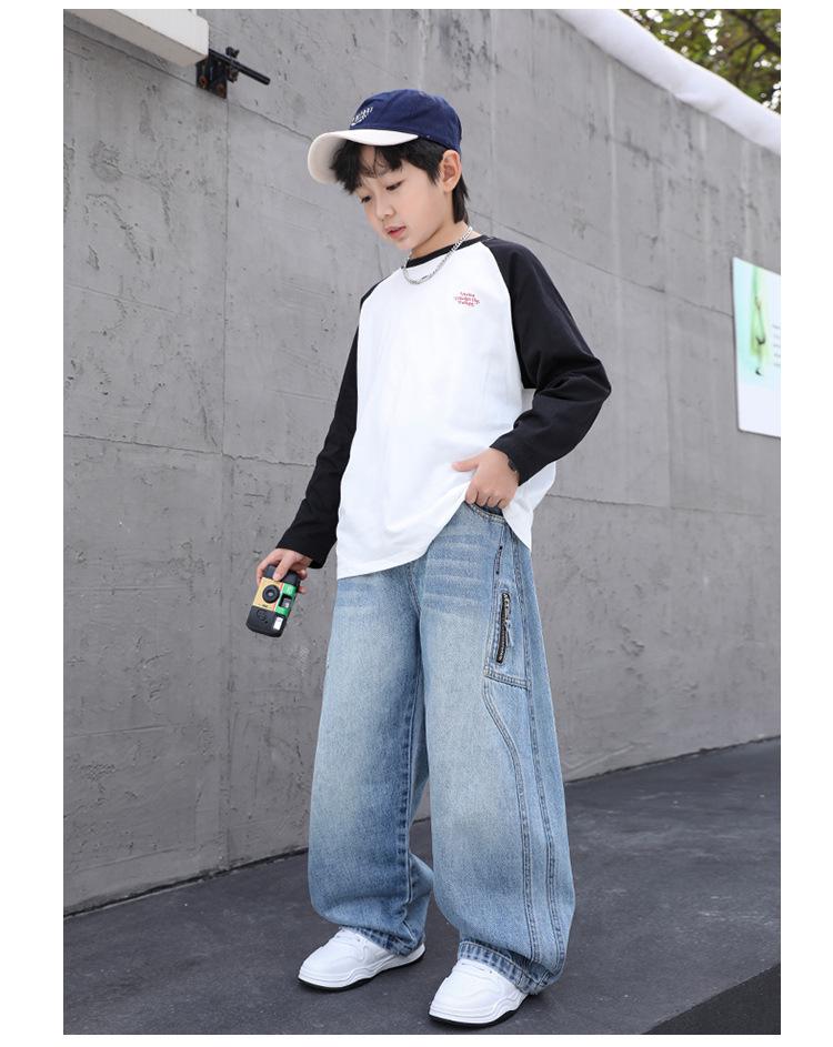Boys' Spring & Autumn Straight Leg Cargo Jeans - Trendy Cool Style for 2026