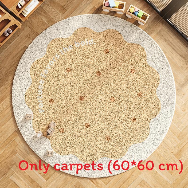 Cartoon Round Area Rug For Bedroom With Monster And Dinosaur Print Design Kids Reading Room Decor