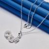 925 Sterling Silver 16-30 Inch Exquisite 3-circular Zircon Pendant Necklace, Women's Wedding Accessories, Fashionable Jewelry