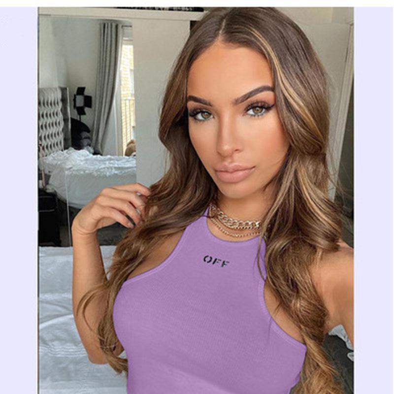 Summer Women's Versatile Slim Letter Embroidery Sports Tank Top