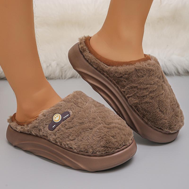Fashion Winter Thick Sole Cotton Slippers Women Comfort Sole Sole Non Slip House Slippers Woman Inndor Warm Plush Platform Slides Shoes