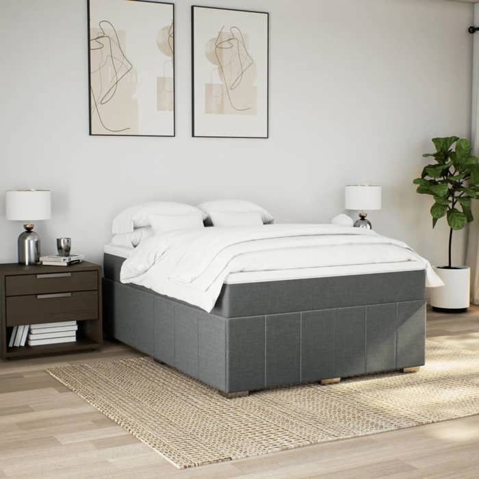 Maison Exclusive - Sommier à lattes de lit avec matelas Gris foncé 160x200cm Tissu