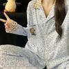 Womens Thick Fleece Pajama Set With Button Long Sleeve Top Pants Winter Home Comfort