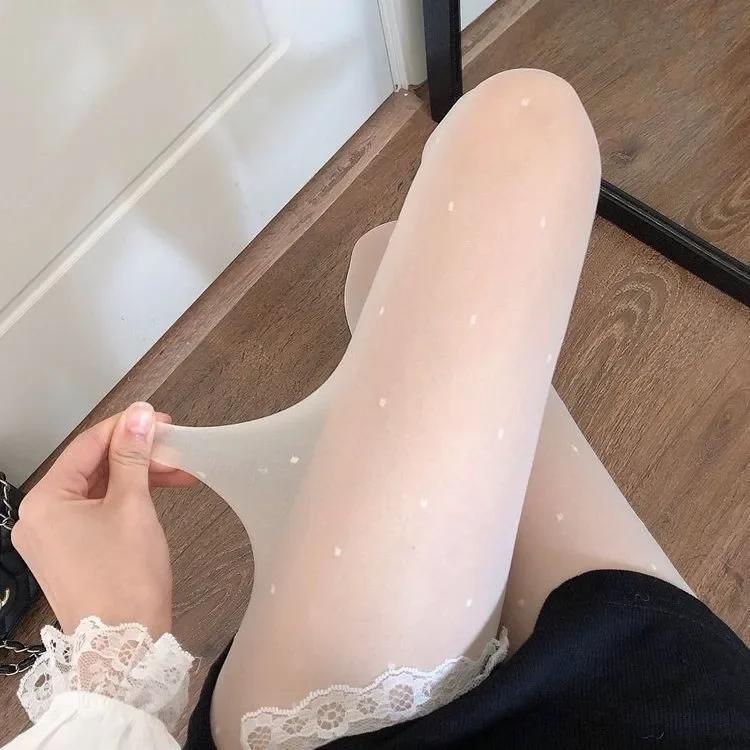 Women'S Sexy Black Stockings Polka Dot Small Polka Dot Jacquad Ultra-Thin 20D Tight High-Elastic Breathable Pantyhose