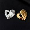 Stainless Steel Metal Glossy Hollow Heart Brooches for Women Men New Trendy Pin-Style Blazer Brooches Party Jewelry Accessories