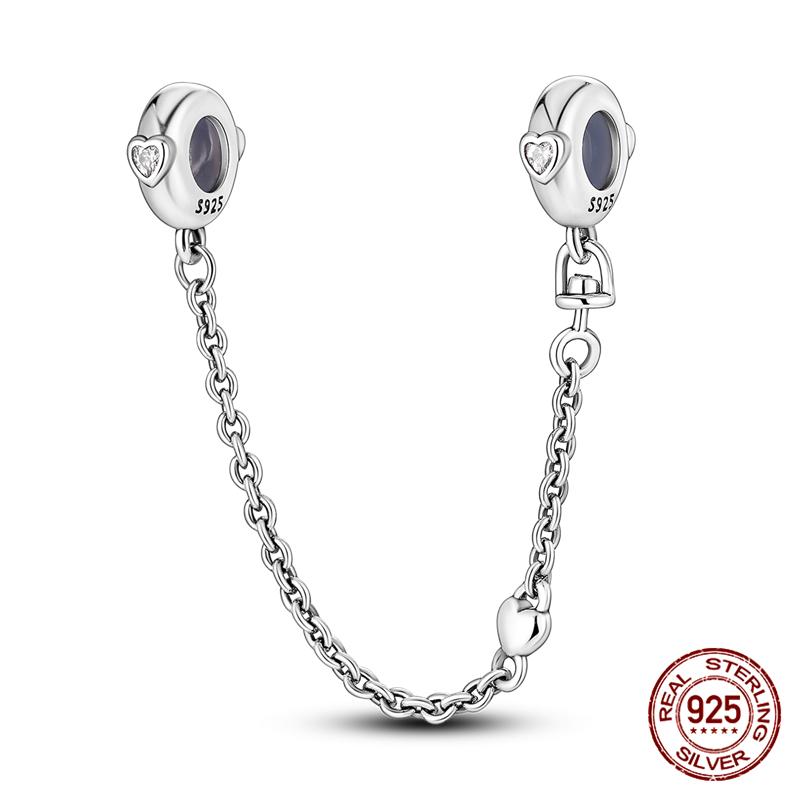 Chaîne de sécurité Argent Sterling 925 Nouveau 100% Argent Sterling 925 Floral Chaîne de sécurité avec fermeture éclair pour femmes originales