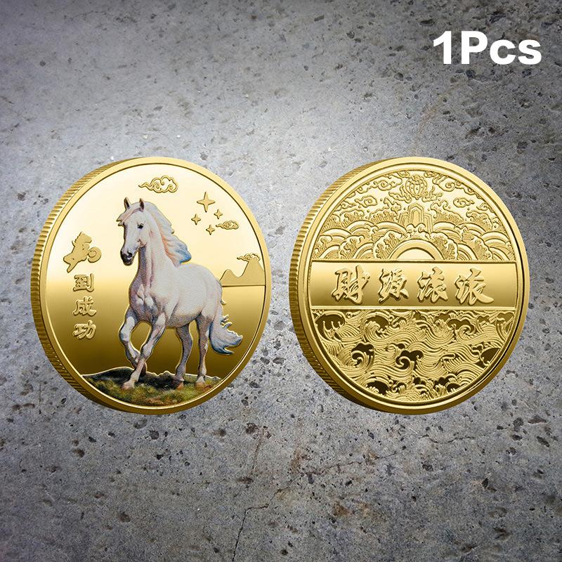 

Монета Китайський Кінь Декорація 2026 Зодіак Кінь Кольорова Пам ятна Медаль Рік Коня Висока Якість Сувенір на День Народження