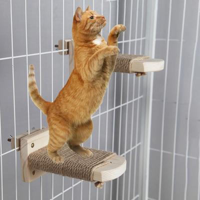 Kočičí lezecké schůdky pro klec, sisalem a konopím potažený pet škrábací schůdek, kočičí bidýlko, nábytek, police do klece, žebřík s instalačními šrouby pro koťata