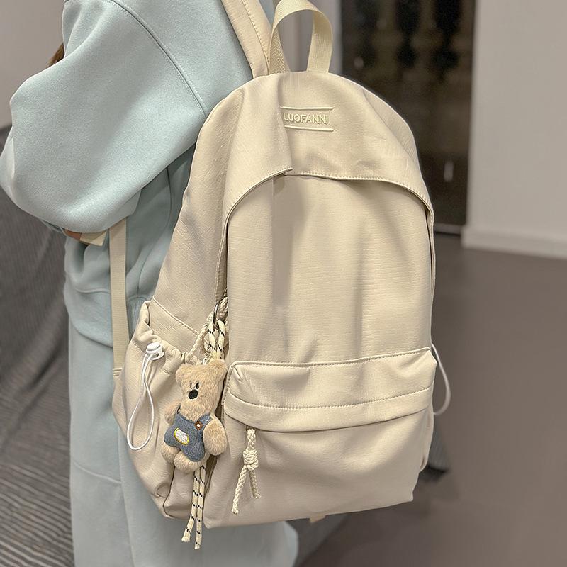 Schoolbag: Fashionable and Fresh Schoolbag, Large Capacity for Girls, High School, Junior High School, Simple Solid Color, Versatile Commuter Backpack