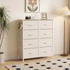 Chest of Drawers, Dresser with 8 Fabric Drawers, Tall Storage Unit with 4 Pockets and 2 Hooks Steel Frame, Beige