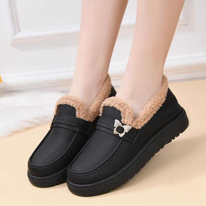 Winter New Leather Waterproof Cotton Boots Women's Velvet Thickened Warm Snow Boots Middle-aged and Elderly Fashion Casual Mother Shoes