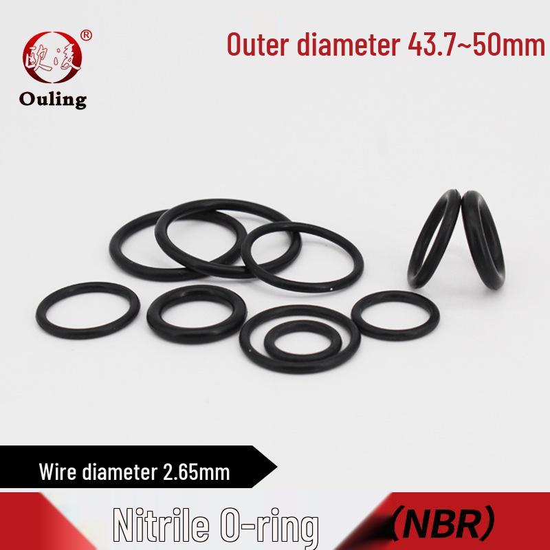 Oil-Resistant Waterproof Nitrile O-Ring, ID Options: 43.7/45/46.2/47.5/48.7/50mm, Thickness: 2.65mm 43.7mm ID (20 pcs) Black Nitrile O-ring