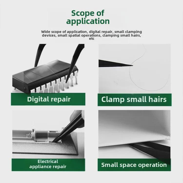 Durable 8 Black Tweezers for Digital Appliance Repair & Tight Spaces