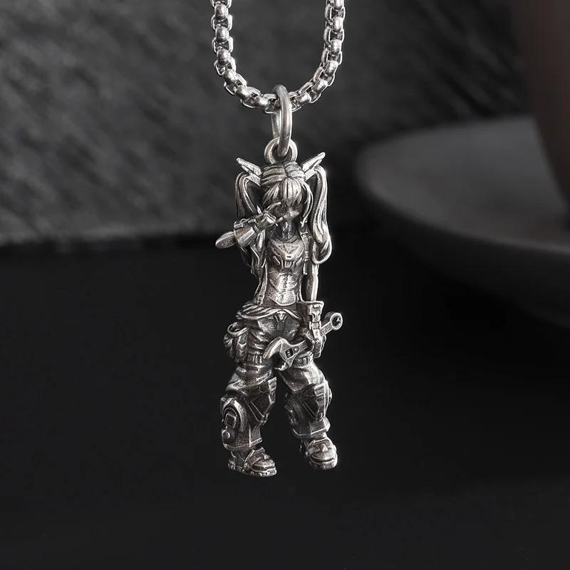 

Fashion Cute Mech Girl Necklace Punk Repair Biker Goddess Necklace Men Women Biker Hip Hop Rock Trend Jewelry