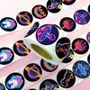 500 Sheets/Roll Neon Roll Sticker Cartoon Rocket Cake Dinosaur 8 Patterns Loop Roll Roll Dot Sealing Sticker