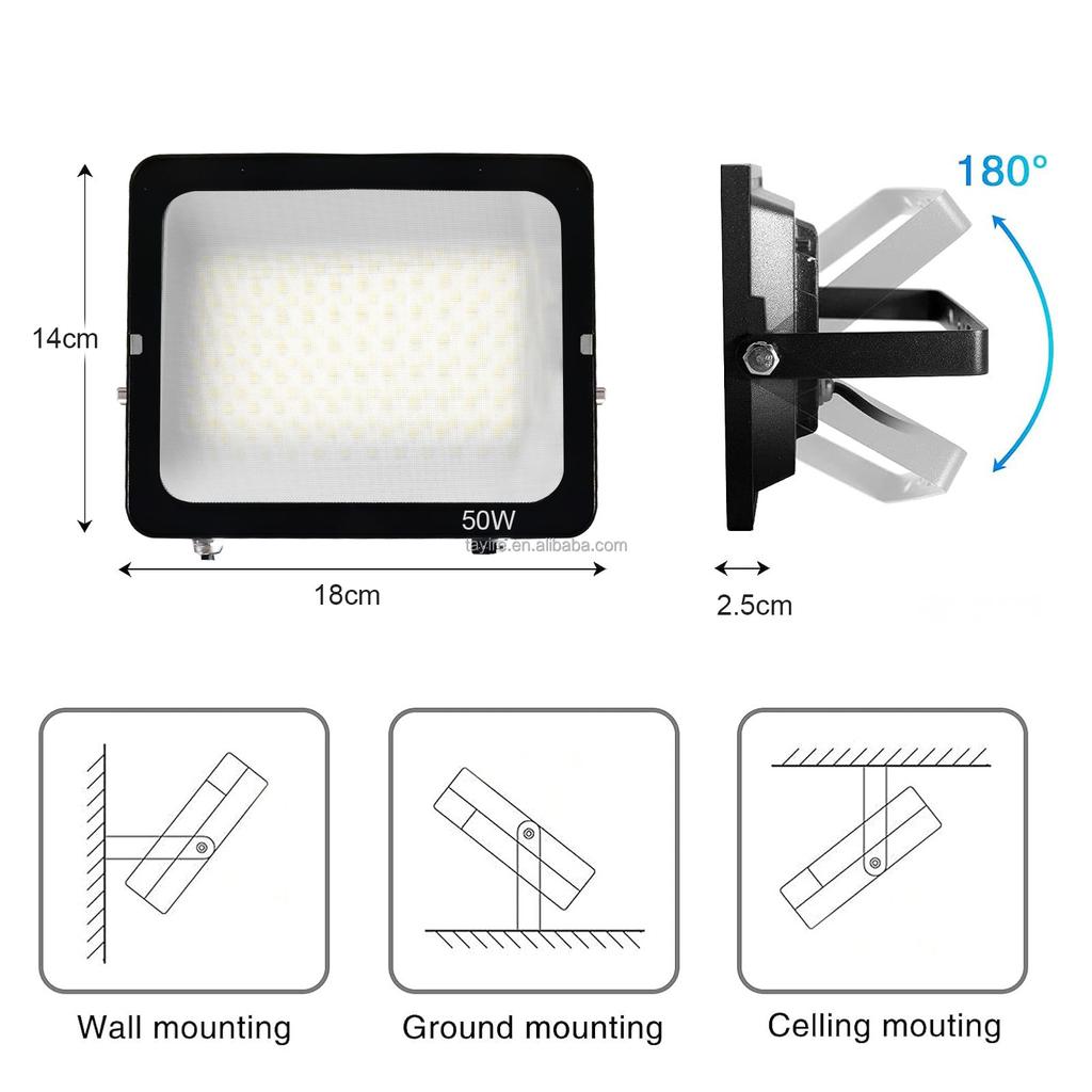 Led Floodlight High Efficiency 80LM/W IP65 Waterproof Outdoor Projector Sports Stadium 50W 100W 150W 200W High-Grade Spotlight