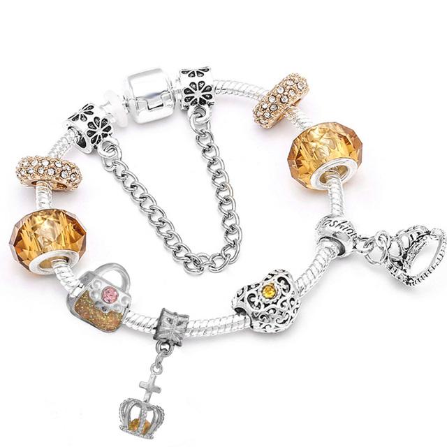 

Милые браслеты серебряного цвета с мультяшными бусинами-бабочками, браслеты для женщин, ювелирных изделий для мальчиков и девочек, подарок 19cm