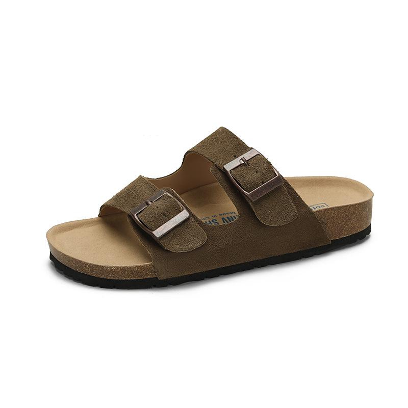 Women's Retro Genuine Leather Birkenstock Shoes, Inner Height-Increasing, Single Strap Beach Slippers, Sizes 35-46 Available