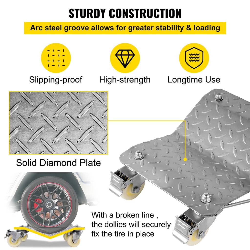 2 Pcs Car Tire Wheel Trolley Dollies 1100 Lbs Weight Capacity Parking Assistant Vehicle Moving Tire Skateboard