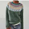 Knitted Women Sweater Print O-neck Long Sleeve Casual Loose Sweaters Female Winter Elegant Trendy Ladies Clothes