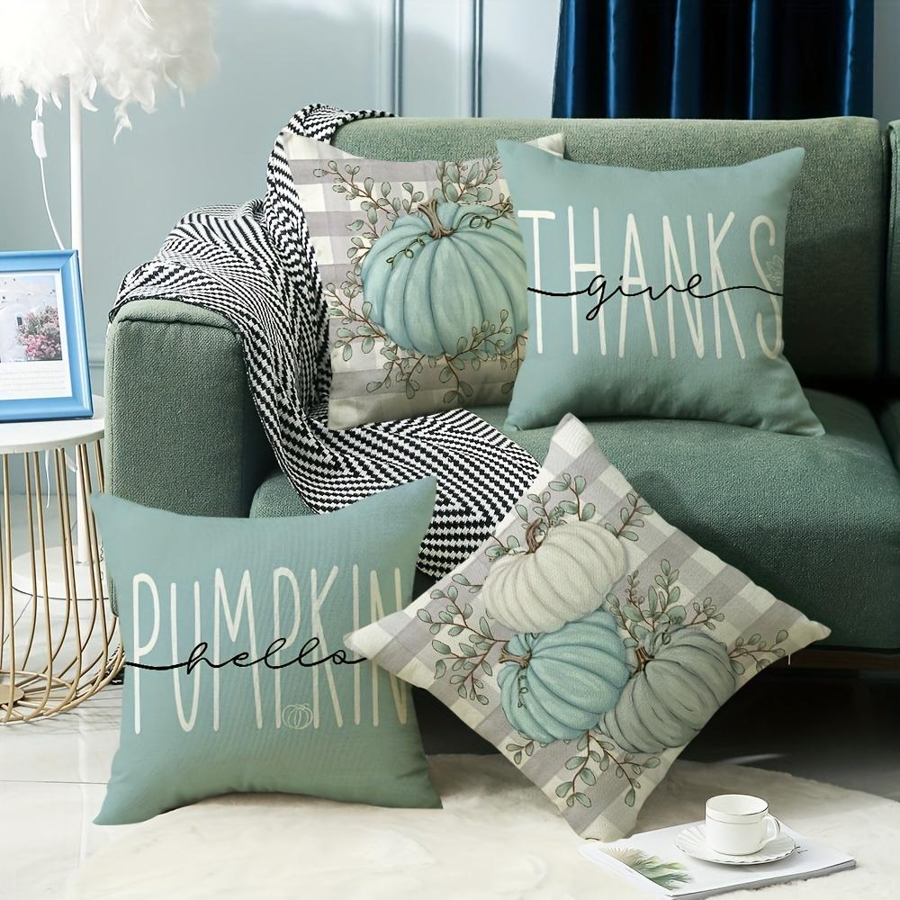 

4 шт., наволочка «Hello, тыква, спасибо», осень-осень, листья эвкалипта на День благодарения, украшение для дома