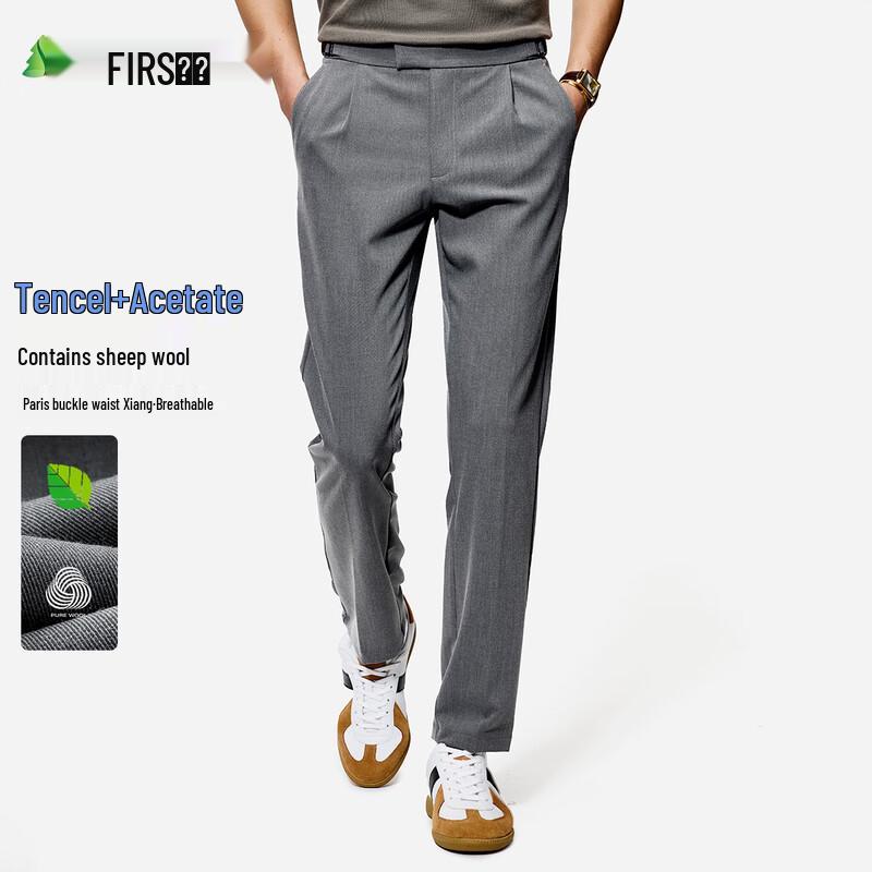 

Shanshan Men s Lamb Wool Blend Tencel Straight Leg Business Casual Pants 35 (175/90A)