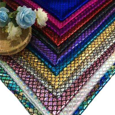 100x150cm Fish Scale Spandex Bronzing Fabric Elastic Laser Magic Color for Wedding Dance Stage Performance Costume Fabric