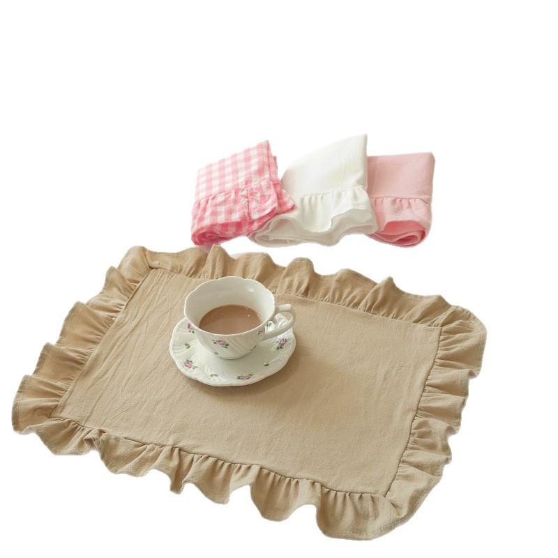 Rosa Blau Gestreift Rüschen Tischset Set Niedliche Tischdeko Für Küche Esszimmer Frühstücksparty Napin