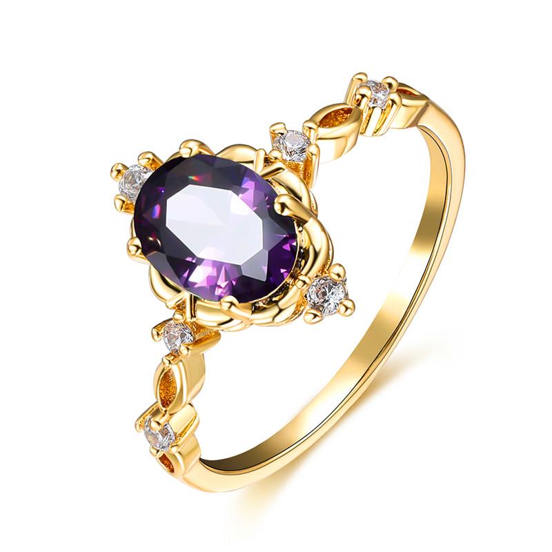 Charm Gold Silver Color Wedding Ring White Opal Oval Stone Engagement Ring Cute Female Blue Green Purple Crystal Rings For Women