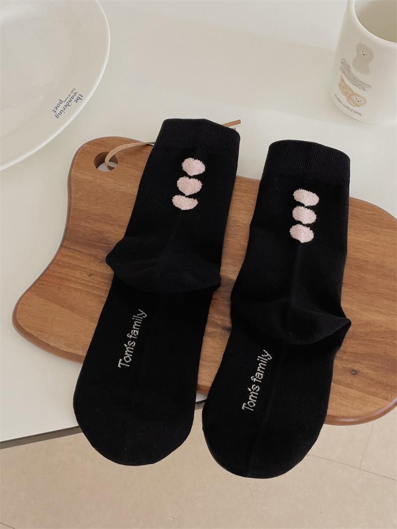 

Socks Women S Medium Tube Socks Flocked Love Women S Socks Pure Cotton Breathable Socks One size fits all чорний