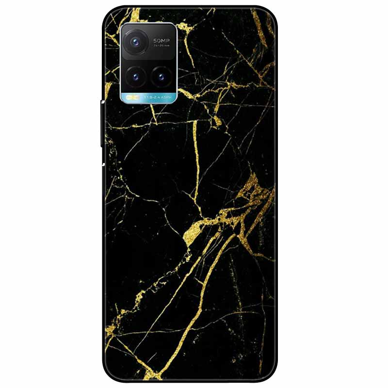 Für vivo Y33s Hülle Y 33s Silikon Weich Bemalt Katze Schwarze Hüllen für Vivo V2109 Y33S Rückseite TPU Hülle für VIVOY33s Cartoon