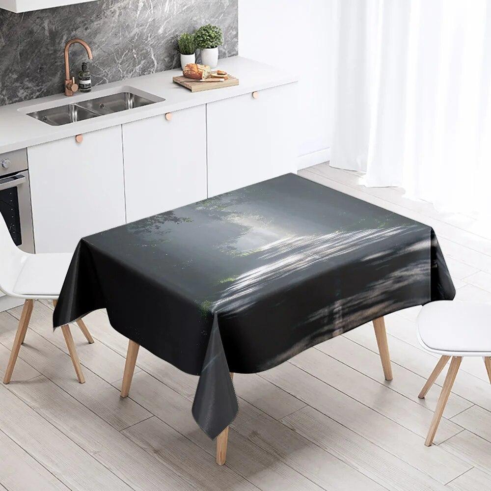 Natural Scenery Tablecloth Landscape  Anti-fouling Waterproof Rectangular Kitchen Dining Table Home Decoration