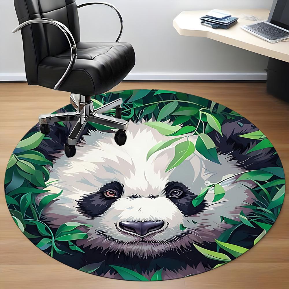 1pc Panda Bamboo Office Round Area Rug,  Mat Suitable ForOffice, Under Office Chairs Bedroom Living Room Home Decor, Room Deco