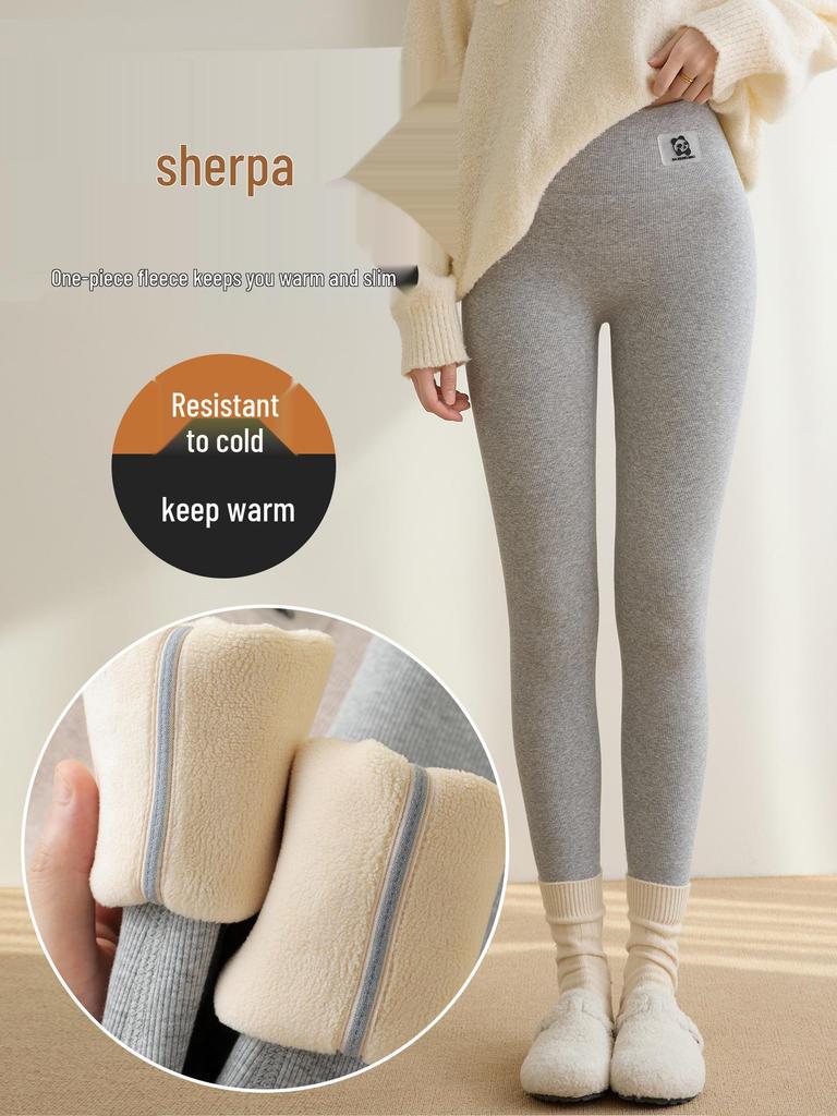 Women's 2025 High Waist Thick Fleece-Lined Cotton Wool Leggings for Winter