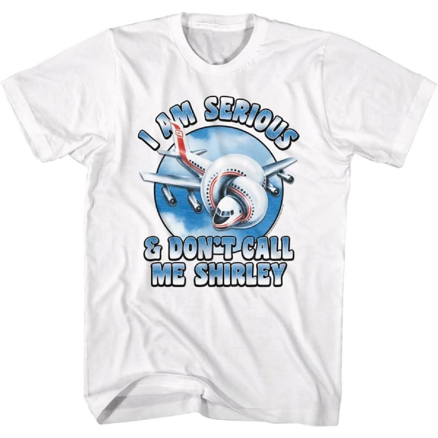 Airplane 80s Movie Don’t Call Me Shirley Vintage Style Adult Short Sleeve T-Shirts Graphic Tees XXXXXL белый