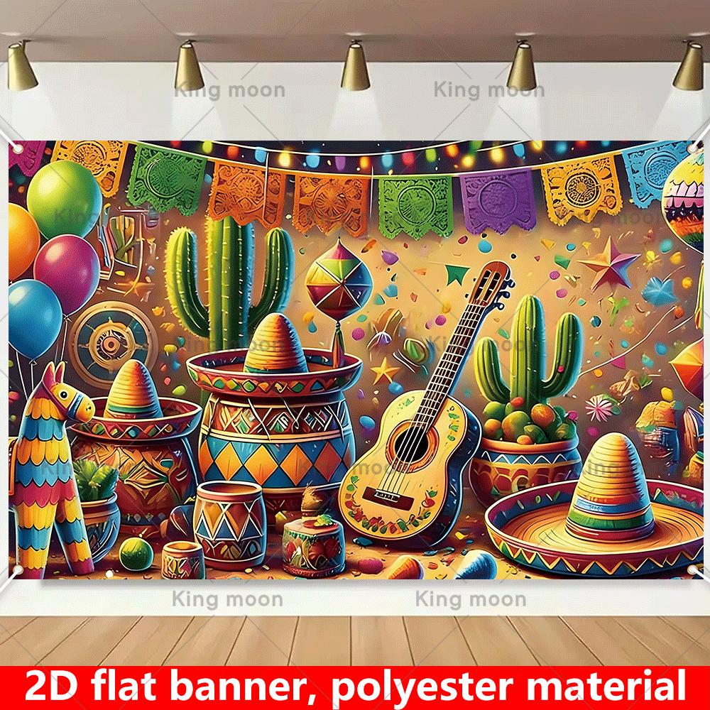 2D Flat Design 1 Piece. Mexican Carnival Background Banner - Suitable for Parties Weddings Birthdays